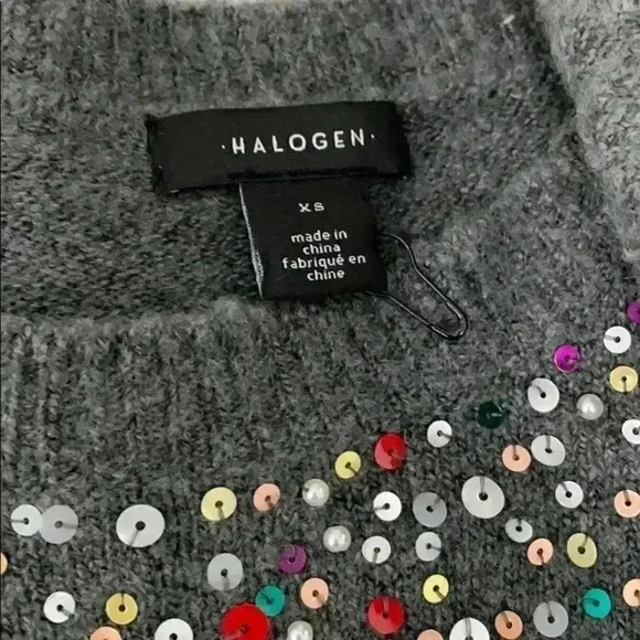 Halogen Grey Palletted Wool pullover Sweater - Picture 4 of 5